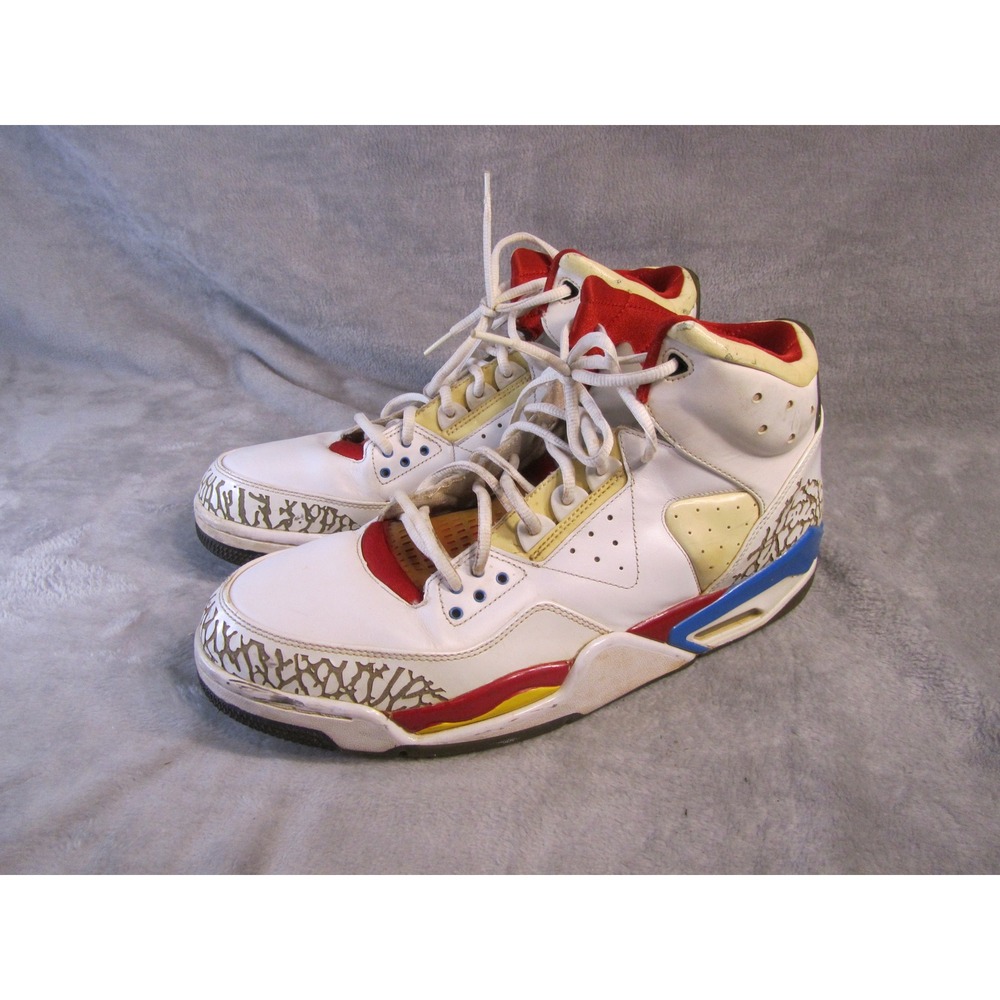 Jordan‎ Flight 45 High White Red Blue Yellow Elephant Print Sneakers 364756-102